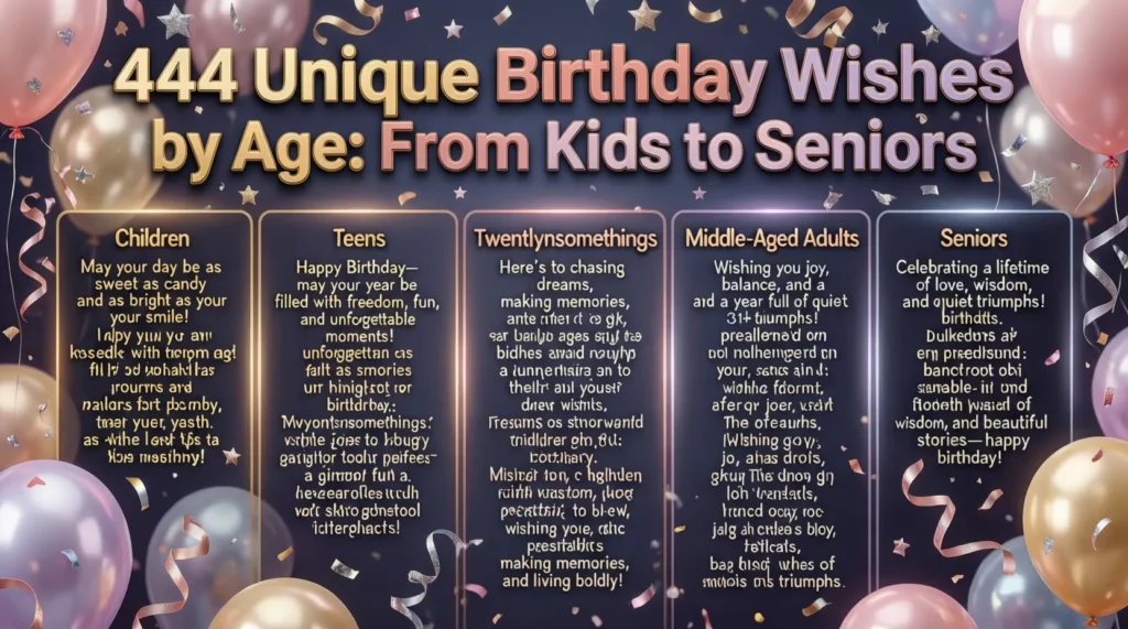 444 Unique Birthday Wishes by Age: From Kids to Seniors 🌟