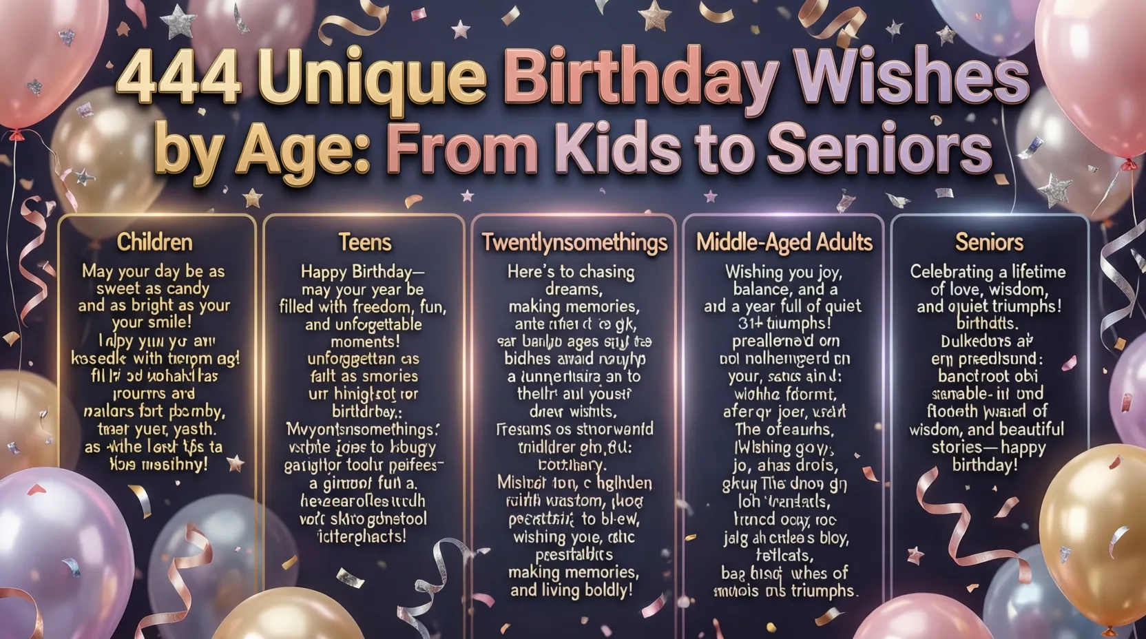 Read more about the article 444 Unique Birthday Wishes by Age: From Kids to Seniors 🌟