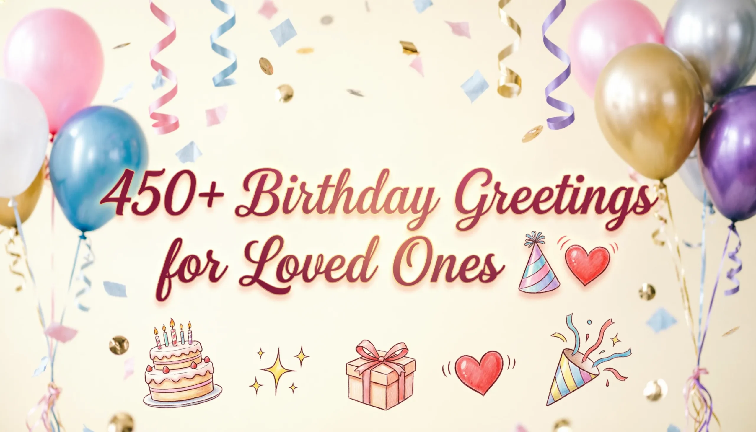Read more about the article 🎉 450+ Birthday Greetings for Loved Ones (2026 Edition) 💖