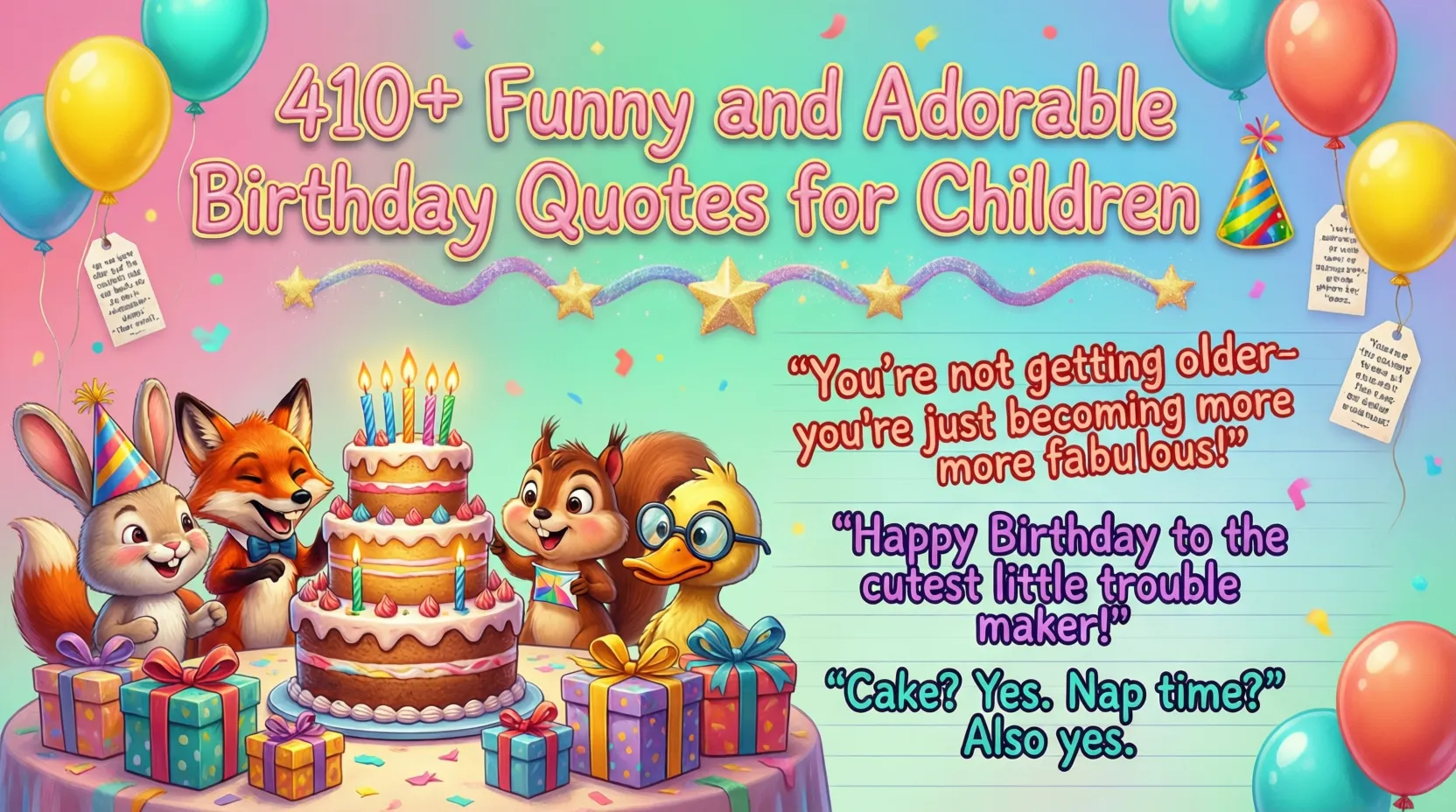 Read more about the article 410+ Funny and Adorable Birthday Quotes for Children 🎂 | 2026