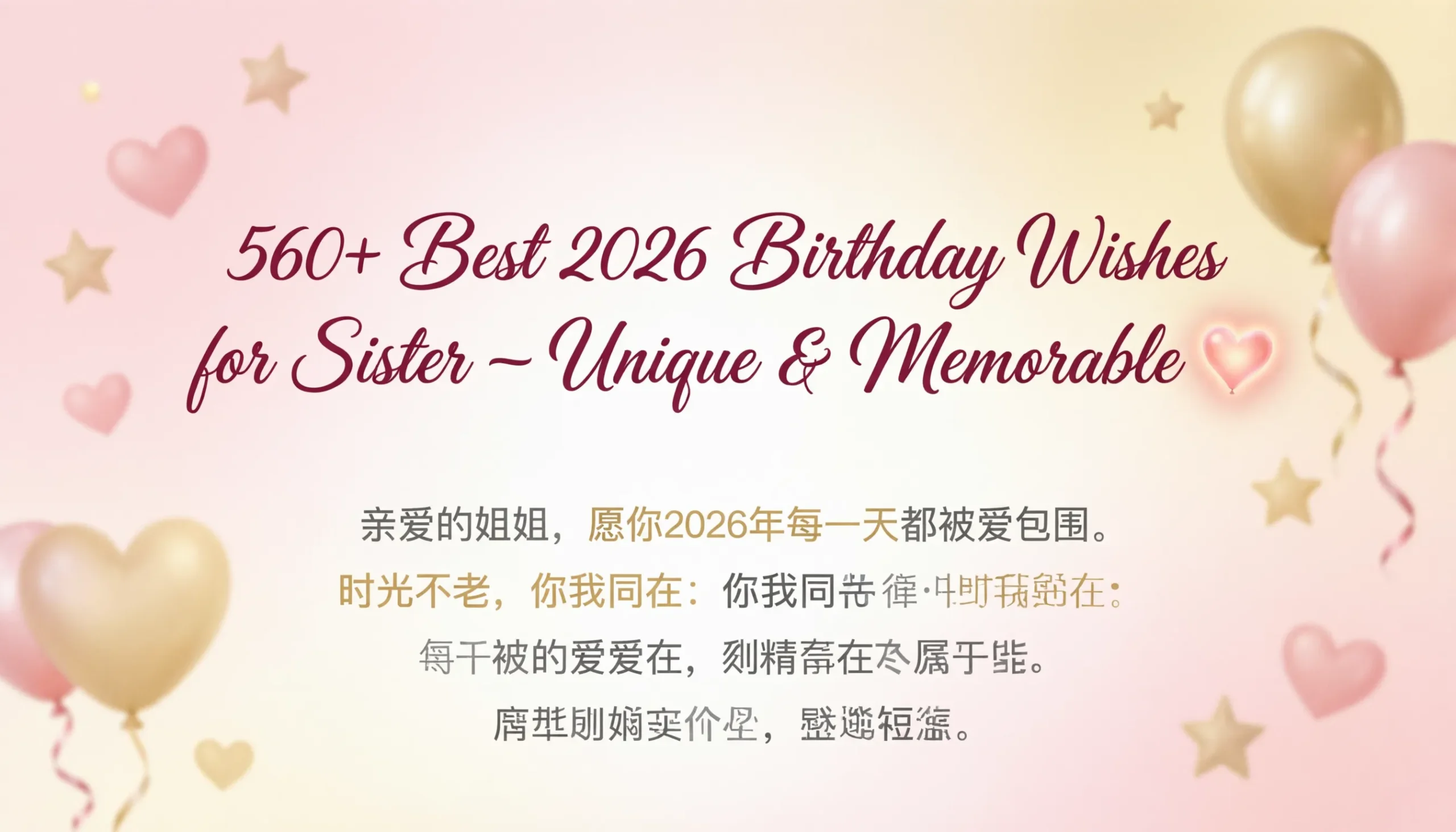 You are currently viewing 560+ Best 2026 Birthday Wishes for Sister – Unique & Memorable 💕