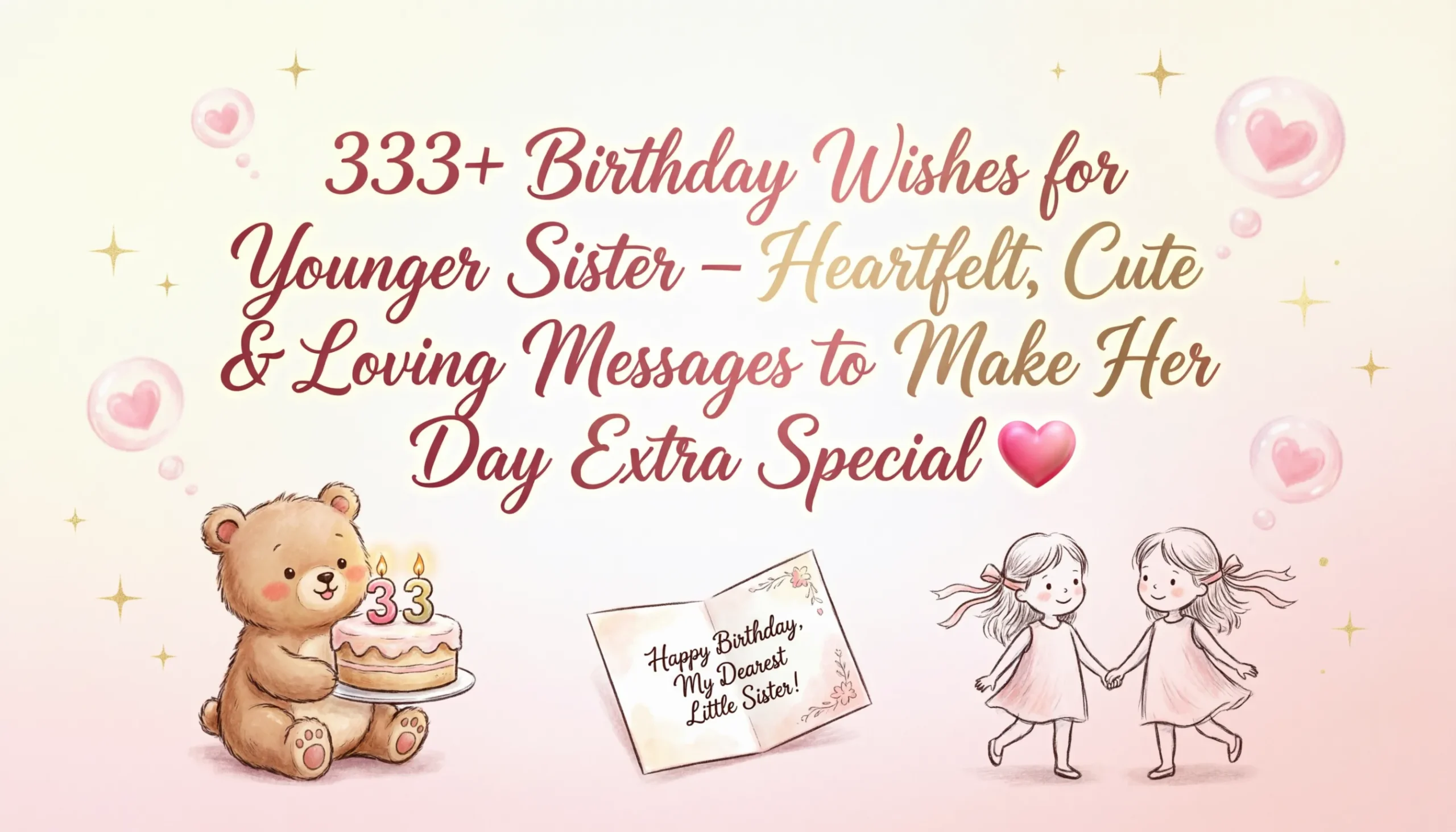 You are currently viewing 333+ Birthday Wishes for Younger Sister – Heartfelt, Cute & Loving Messages to Make Her Day Extra Special 💖