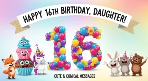Read more about the article 700+ Best Funny 16th Birthday Wishes for Daughter 🎉🤣 | Cute & Comical Messages