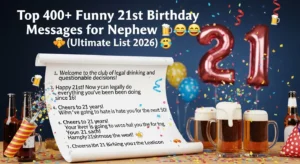 Read more about the article Top 400+ Funny 21st Birthday Messages for Nephew 🍻😂 (Ultimate List 2026)