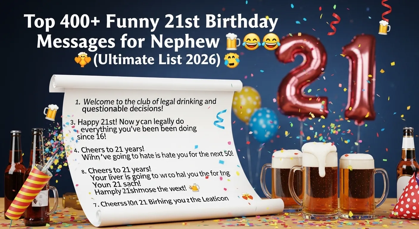 You are currently viewing Top 400+ Funny 21st Birthday Messages for Nephew 🍻😂 (Ultimate List 2026)