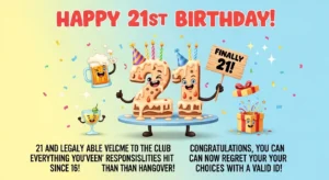 Read more about the article 490+ Funny 21st Birthday Quotes 😂 | Hilarious Wishes to Celebrate Turning 21