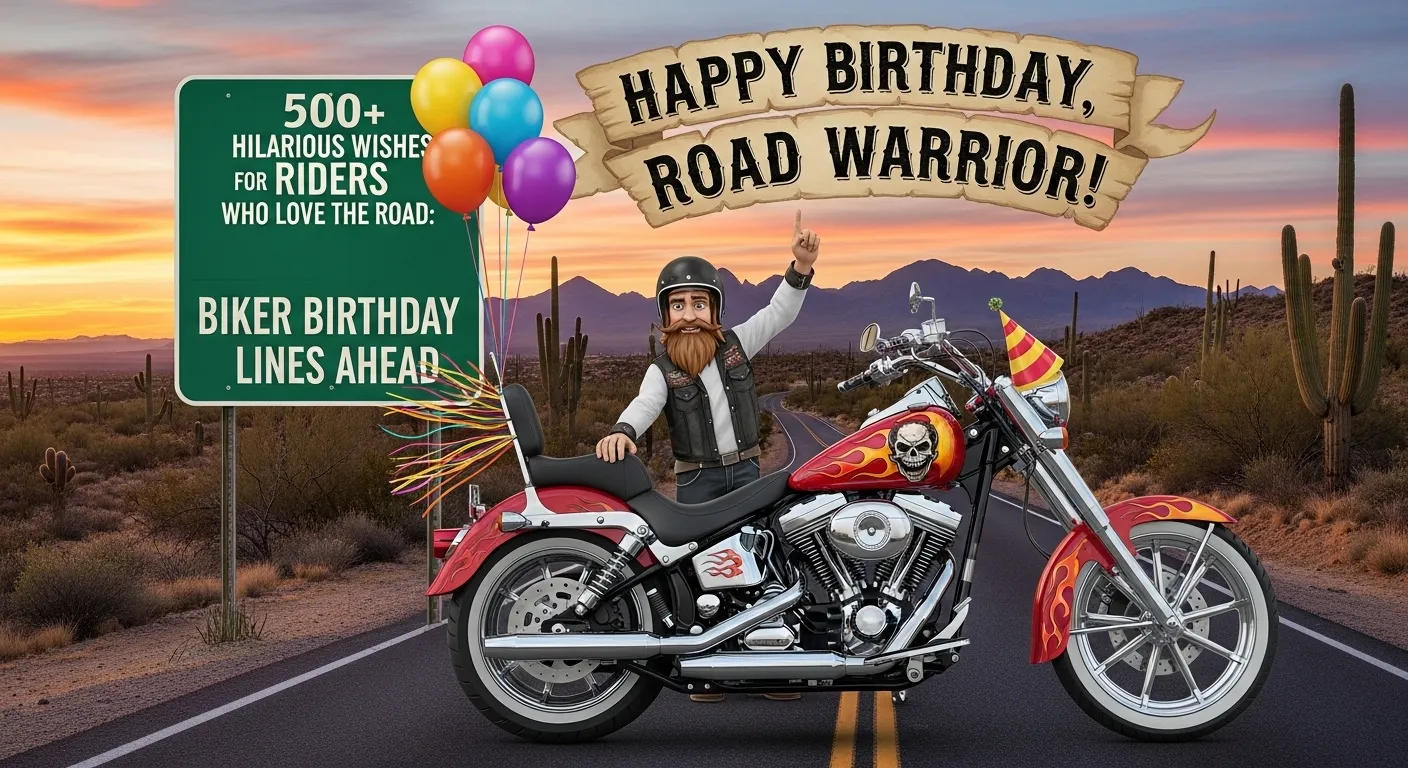 You are currently viewing 500+ Funny Biker Birthday Lines: Hilarious Wishes for Riders Who Love the Road