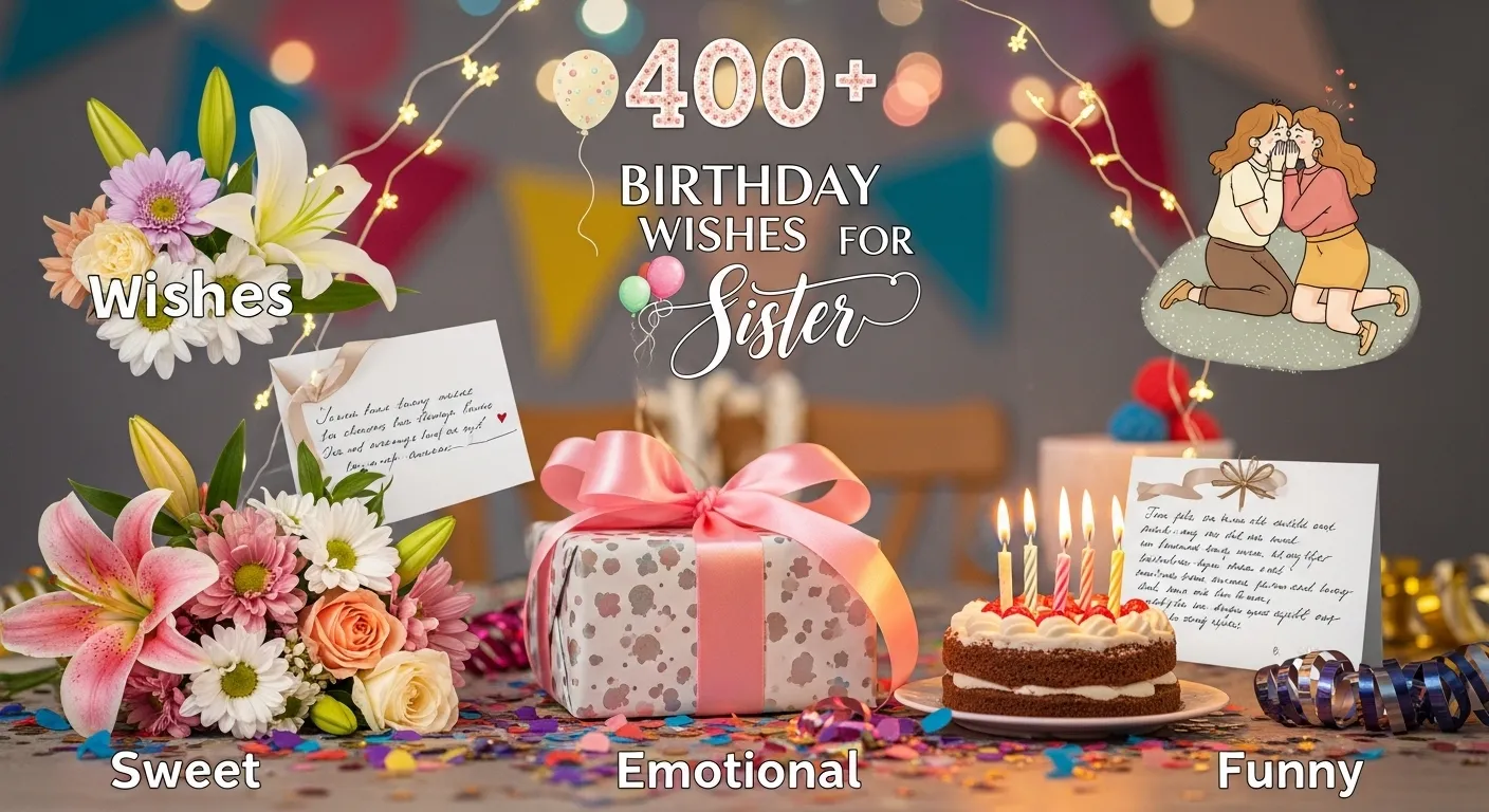 You are currently viewing 400+ Best Birthday Wishes for Sister 💐 | Sweet, Emotional & Funny Lines