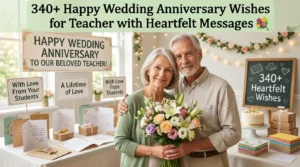 Read more about the article 340+ Happy Wedding Anniversary Wishes for Teacher with Heartfelt Messages 💐